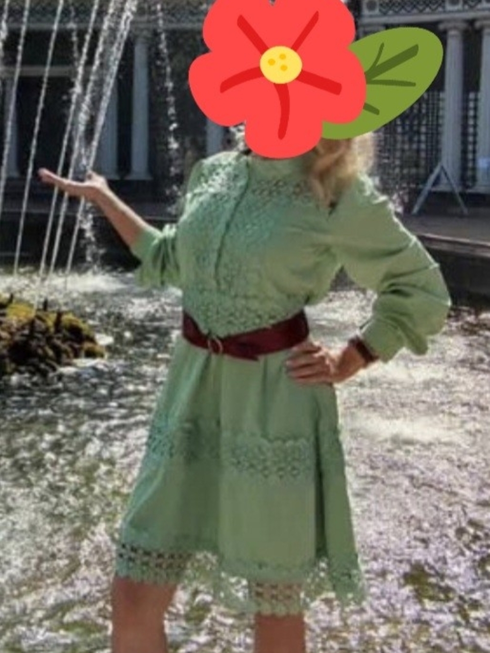 Tiffany Color Lace-Trim Women's Dress